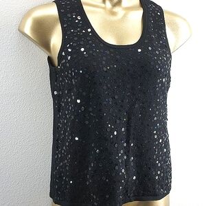 Chicos black sleeveless sequin sweater size 2